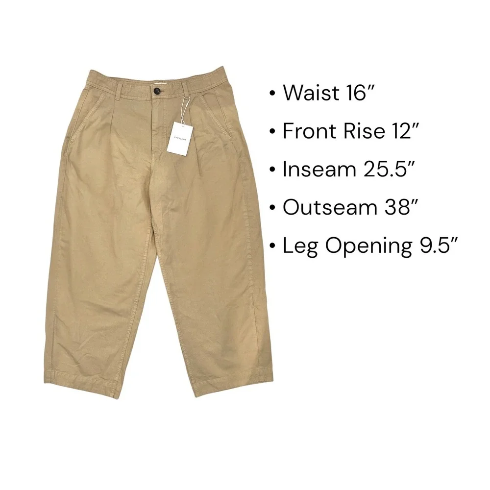 Everlane NWT Khaki Barrel Leg Pants Organic Cotton Quiet Luxury Coastal Size 12